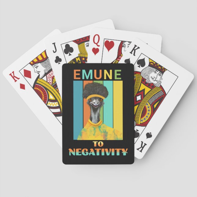 Funny Emu Bird Pun - Emune to Negativity  Playing Cards (Back)