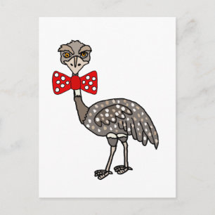 Funny Emu Bird wearing red bow tie Postcard