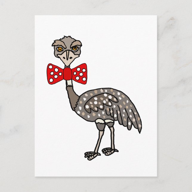 Funny Emu Bird wearing red bow tie Postcard (Front)