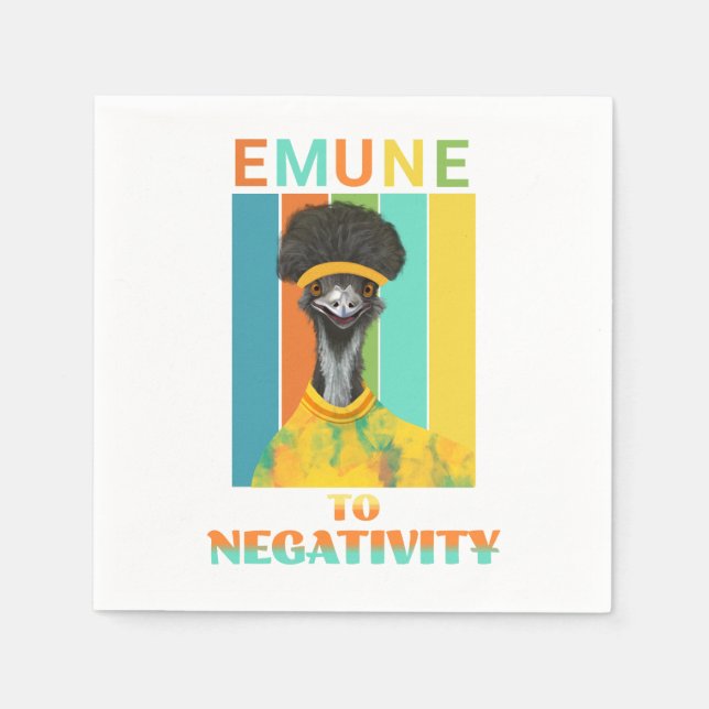 Funny Emu Pun - Emune to Negativity  Napkin (Front)