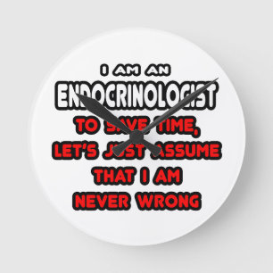 Funny Endocrinologist T-Shirts and Gifts Round Clock
