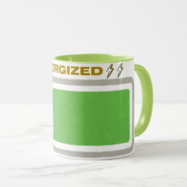 ☕ Funny Energized Coffee Mug | Full Battery Design (Front Right)