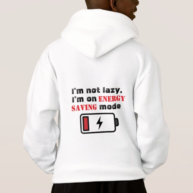 Funny "Energy Saving Mode" Kids Hoodie | Cute Lazy (Back)