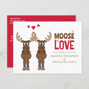 Funny Engagement Party Moose QR Code Facebook Postcard