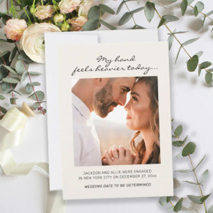 Funny Engagement Photo Announcement Hand Heavier