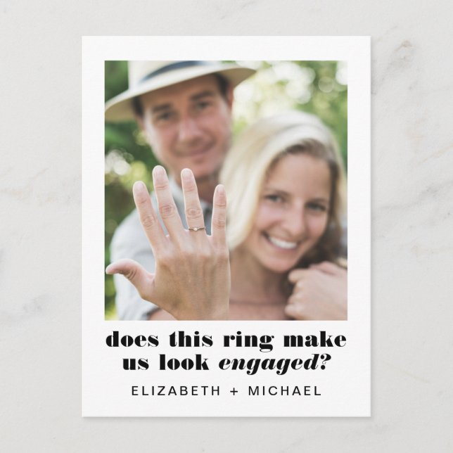 Funny Engagement Photo Announcement Postcard (Front)