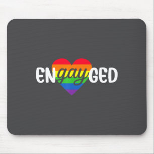 Funny Engayged Gay Couple Engagement Party Rainbow Mouse Pad
