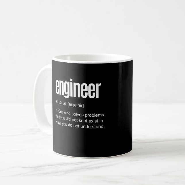 Funny Engineer Definition Coffee Mug (Front Left)