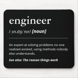 Funny Engineer Definition Gift Minimalist Black Mouse Pad
