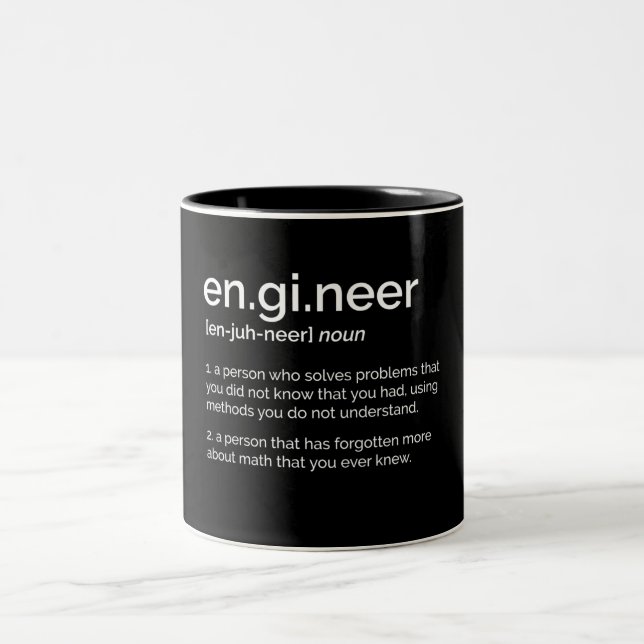 Funny Engineer Definition Two-Tone Coffee Mug (Center)