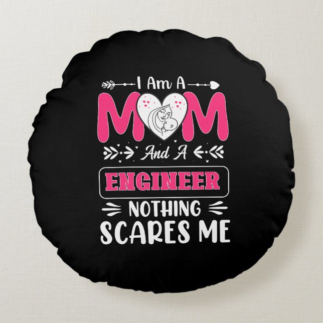 Funny Engineer Mum, Engineer Mum Round Cushion (Front)