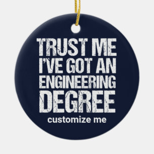 Funny Engineering Graduation Custom Engineer Blue Ceramic Ornament
