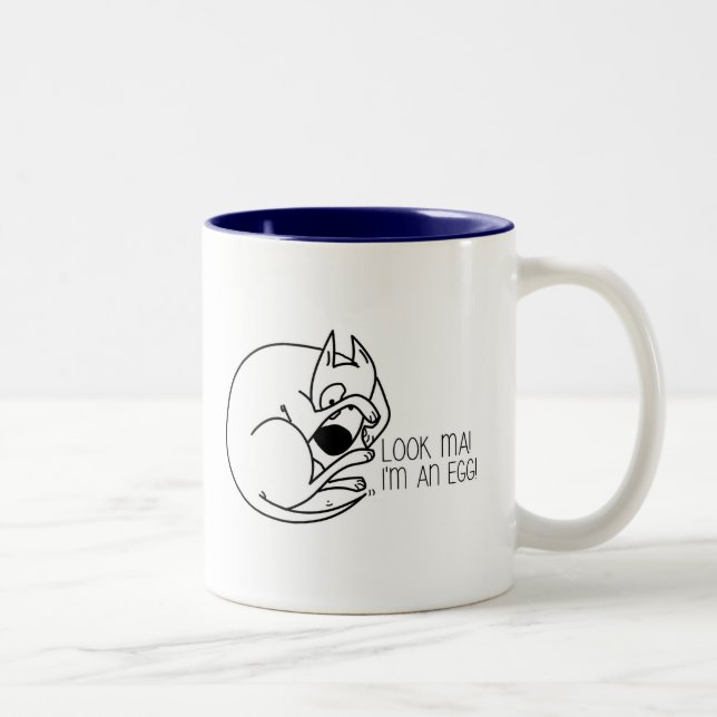 Funny English Bull Terrier Mug- Egg Head Two-Tone Coffee Mug (Right)