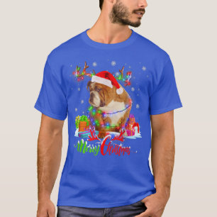 Funny English Bulldog Dog Merry Christmas Party Fa T-Shirt