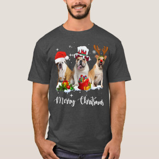 Funny English Bulldog Dog Merry Christmas Party Fa T-Shirt