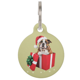 Funny English Bulldog Dog Tree Christmas Lights  Pet Tag