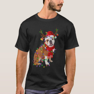 Funny English Bulldog Dog Tree Christmas Lights Xm T-Shirt