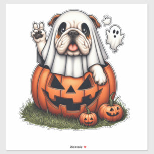 Funny English Bulldog Ghost Boo Halloween Womens M