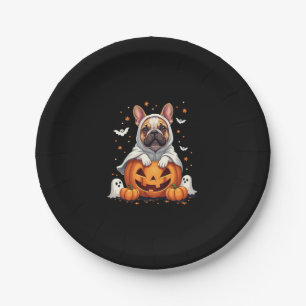 Funny English Bulldog Ghost Boo Halloween Womens M Paper Plate