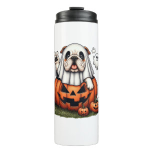 Funny English Bulldog Ghost Boo Halloween Womens M Thermal Tumbler