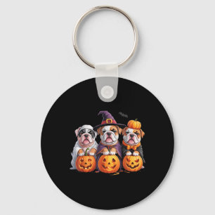 Funny English Bulldog Ghost Frenchie Dog Halloween Key Ring