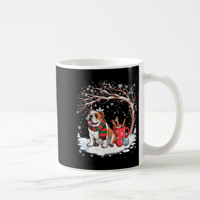 Funny English Bulldog In The Snow Tree Christmas W Coffee Mug (Right)