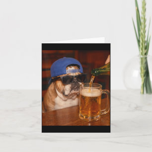 Funny English Bulldog Meme Drinking Beer Dog Dad Card