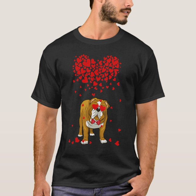 Funny English Bulldog Outfit Dog Lover Valentine T-Shirt (Front)