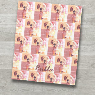 Funny English Bulldog Pink and Yellow Tiled Fleece Blanket