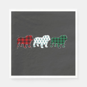 Funny English Bulldog Red Plaid Christmas Dog Love Napkin