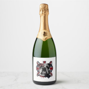 Funny English bulldog Sparkling Wine Label