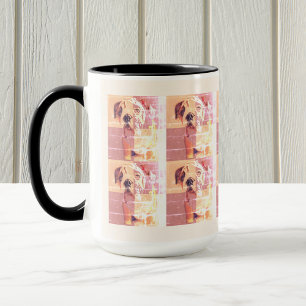 Funny English Bulldog Tiled Pink Yellow Mug
