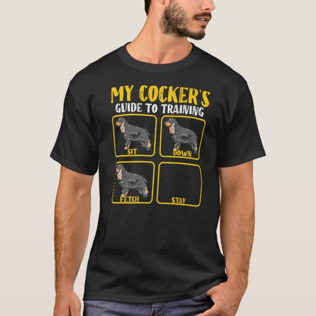 Funny english cocker spaniel dog training guide mo T-Shirt (Front)