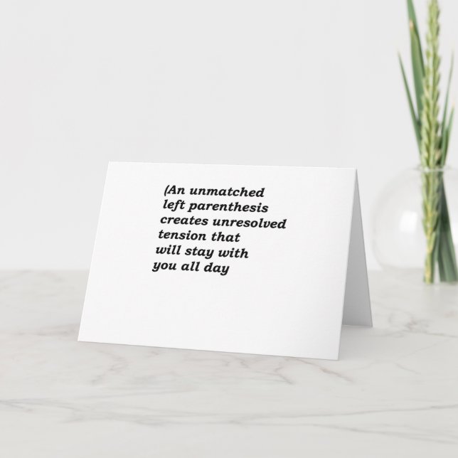 Funny English Grammar - Unmatched Parenthesis Card (Front)