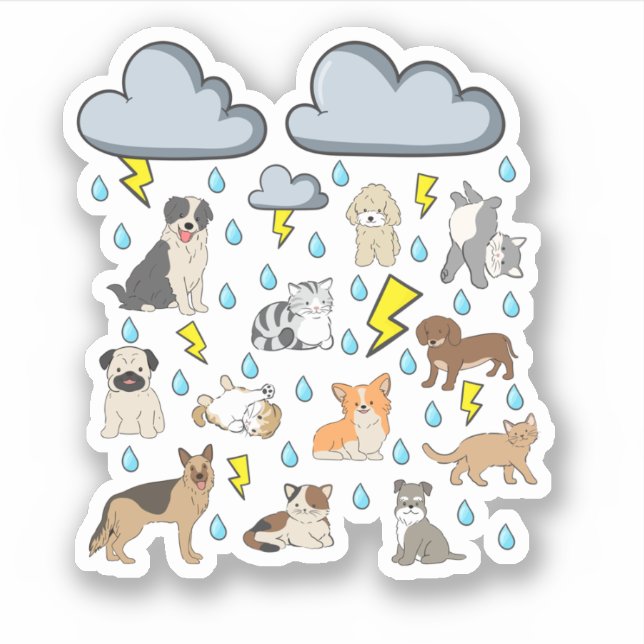 Funny English Idiom Raining Cats and Dogs Puppies  (Front)