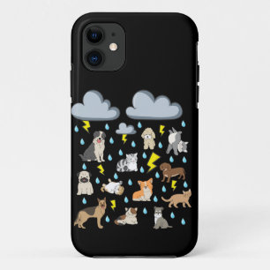 Funny English Idiom Raining Cats and Dogs Puppies iPhone 11 Case