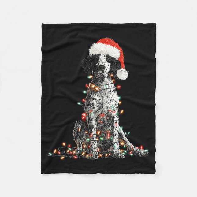 Funny English Setter Christmas Graphics Dog Lights Fleece Blanket (Front)