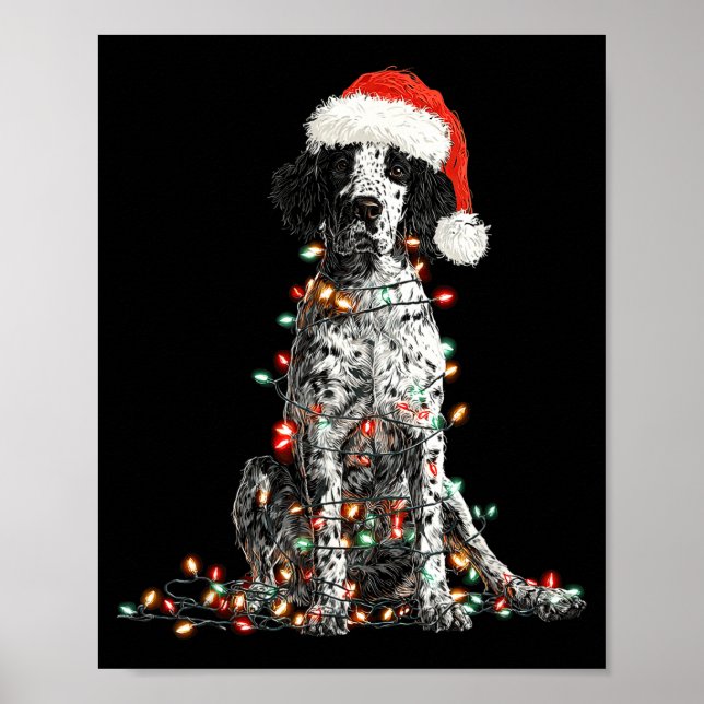 Funny English Setter Christmas Graphics Dog Lights Poster (Front)