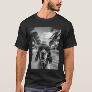 Funny English Setter Selfie Dog Summer Vacation T-Shirt