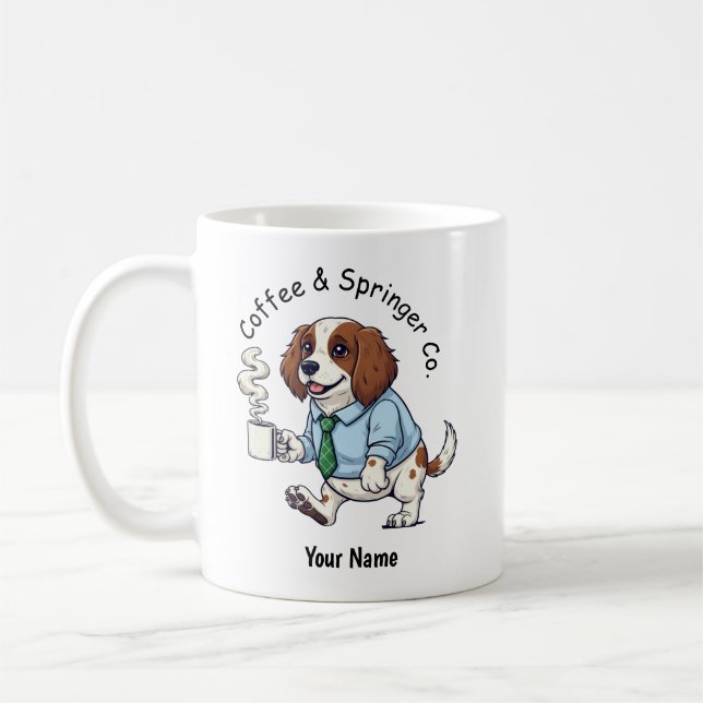 Funny English Springer DOG Business Suit Coffee  Mug (Left)