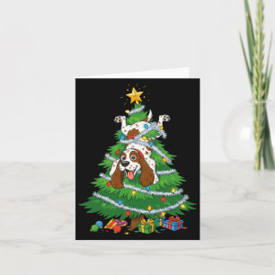 Funny English Springer Spaniel Dog Christmas Tree Card