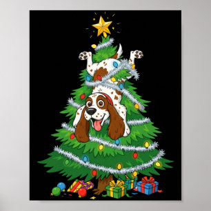 Funny English Springer Spaniel Dog Christmas Tree  Poster