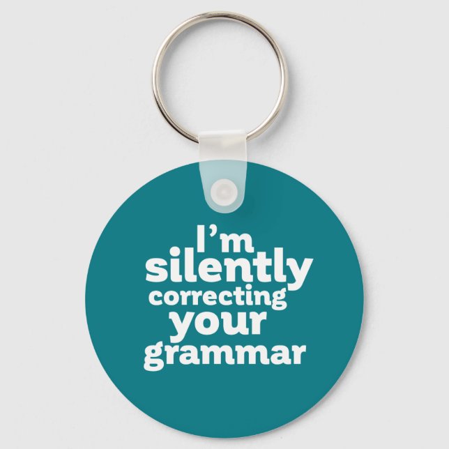 Funny English Teacher Silently Correcting Grammar Key Ring (Front)