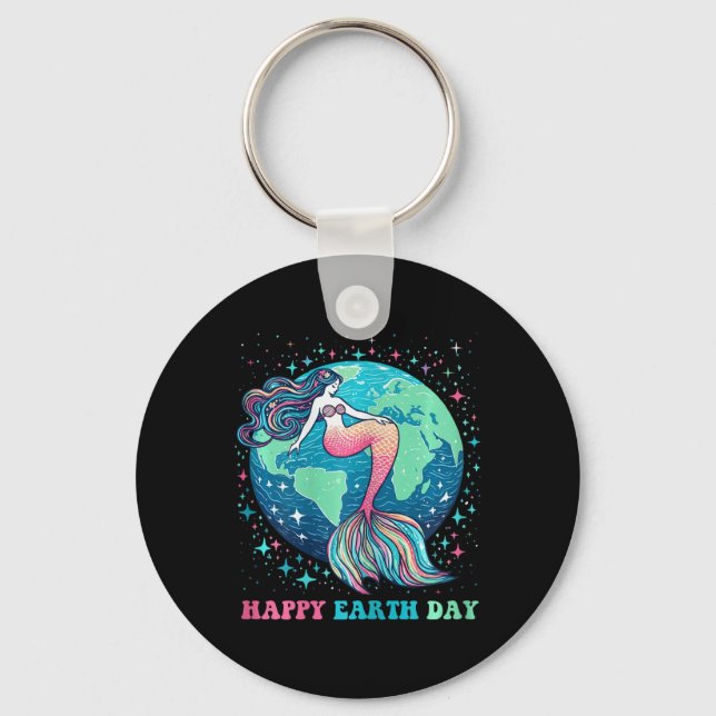 Funny Environment Cute Tail Mermaid Colourful Happ Key Ring (Front)