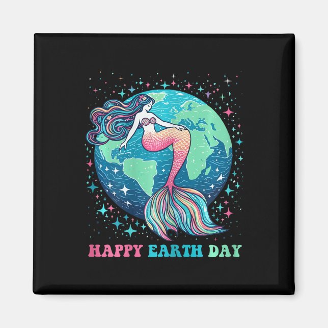 Funny Environment Cute Tail Mermaid Colourful Happ Magnet (Front)