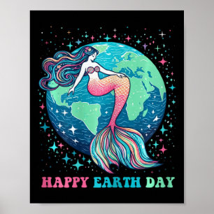 Funny Environment Cute Tail Mermaid Colourful Happ Poster