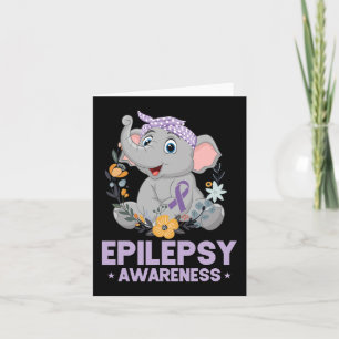 Funny Epilepsy Awareness Flower Elephant Ribbon 1 Card