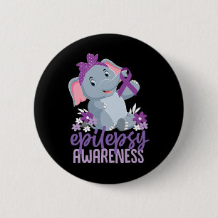 Funny Epilepsy Awareness Flower Elephant Ribbon 6 Cm Round Badge