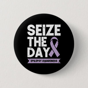 Funny Epilepsy Awareness Seize The Day Ribbon 6 Cm Round Badge