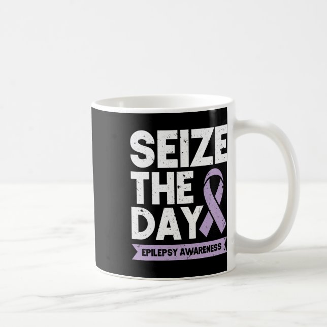 Funny Epilepsy Awareness Seize The Day Ribbon  Coffee Mug (Right)